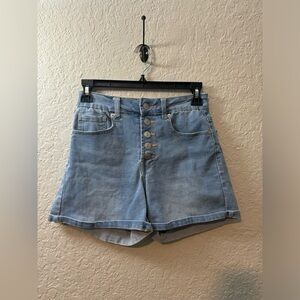High Waisted Cuffed Jean Shorts, Size 0